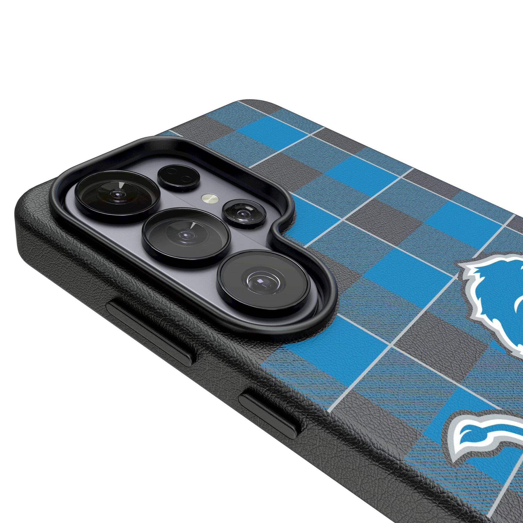 Alt View 2. Keyscaper - Detroit Lions Plaid Galaxy Magnetic Bump Case - S24 - Black.