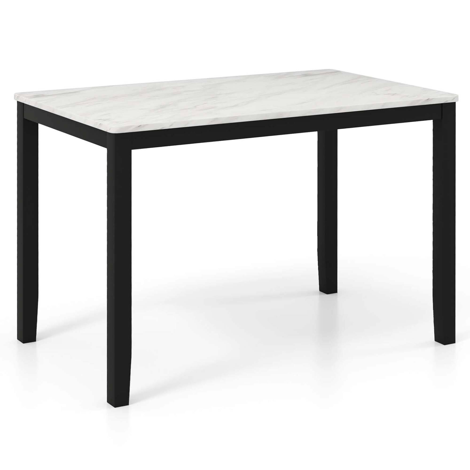 Alt View 6. Costway - Dining Table 45" Rectangular Mid Century Kitchen Table with Faux Marble Tabletop - White.