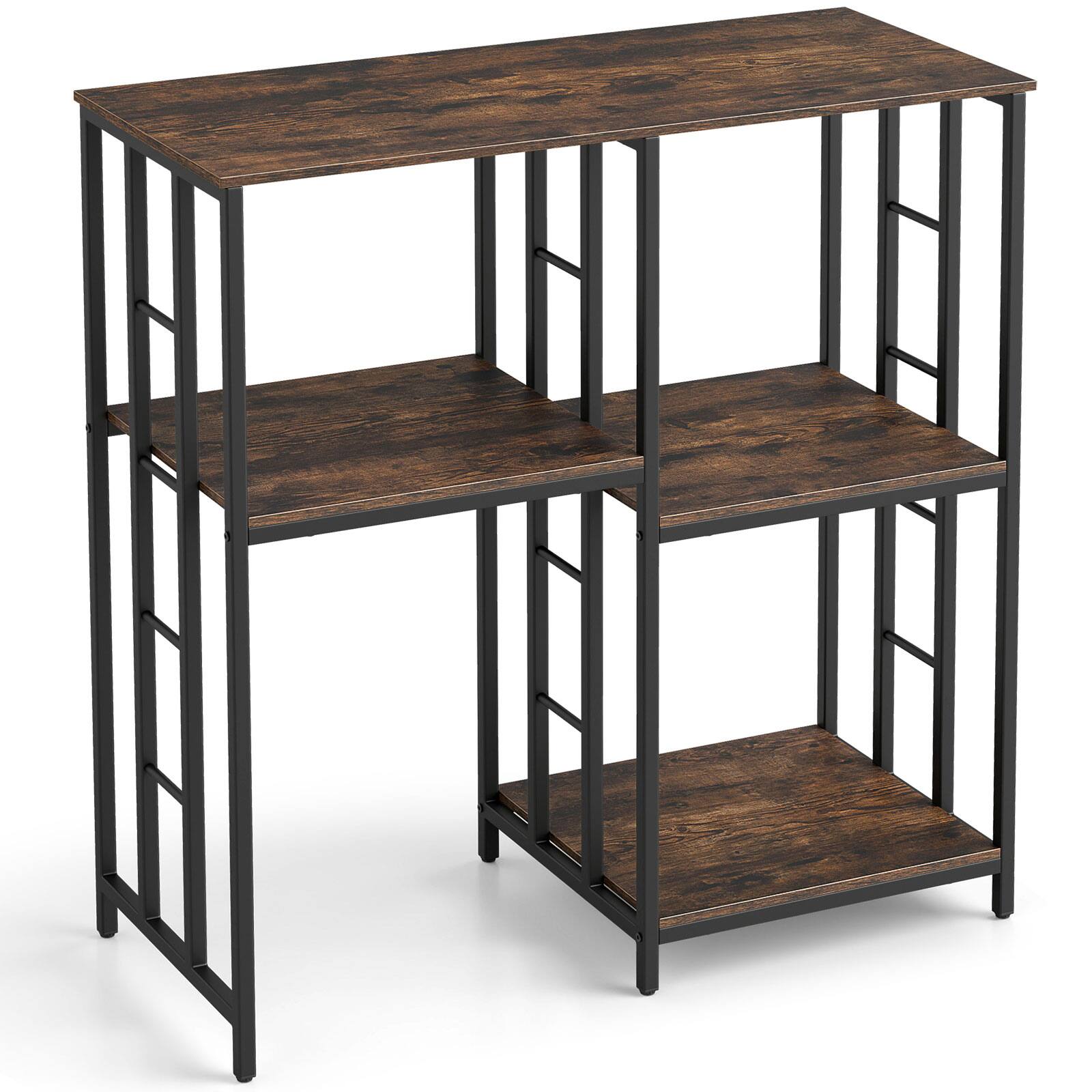 Alt View 9. Costway - Costway Kitchen Baker's Rack, 4-Tier Microwave Oven Stand for Robot Vacuum Dock, - Rustic Brown & Black.