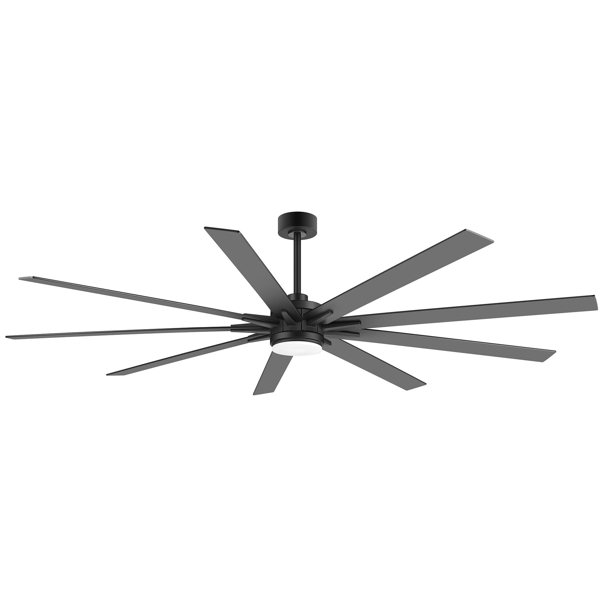 Alt View 9. Breezary - 72/84 Inch LED Ceiling Fan, 9 Blades, 24W LED Light, DC Motor, 6 Speeds, Memory Function, Timer, Remote & Downrod Mount - 84-in Black.