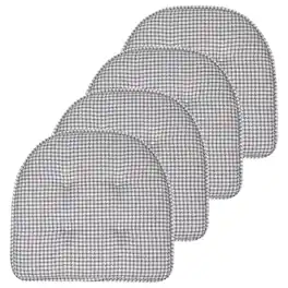 Sweet Home Collection - Houndstooth Stitch U Shaped Memory Foam 17" x 16" Chair Cushions, 4-Pack - Gray