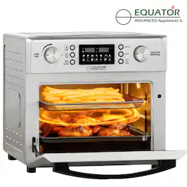 Equator - 0.93 cu. ft. 5-in-1 Countertop Air Fryer Oven w Bake, Toast Pizza, Grill, Rotisserie, Dehydrator 120V - Stainless Steel