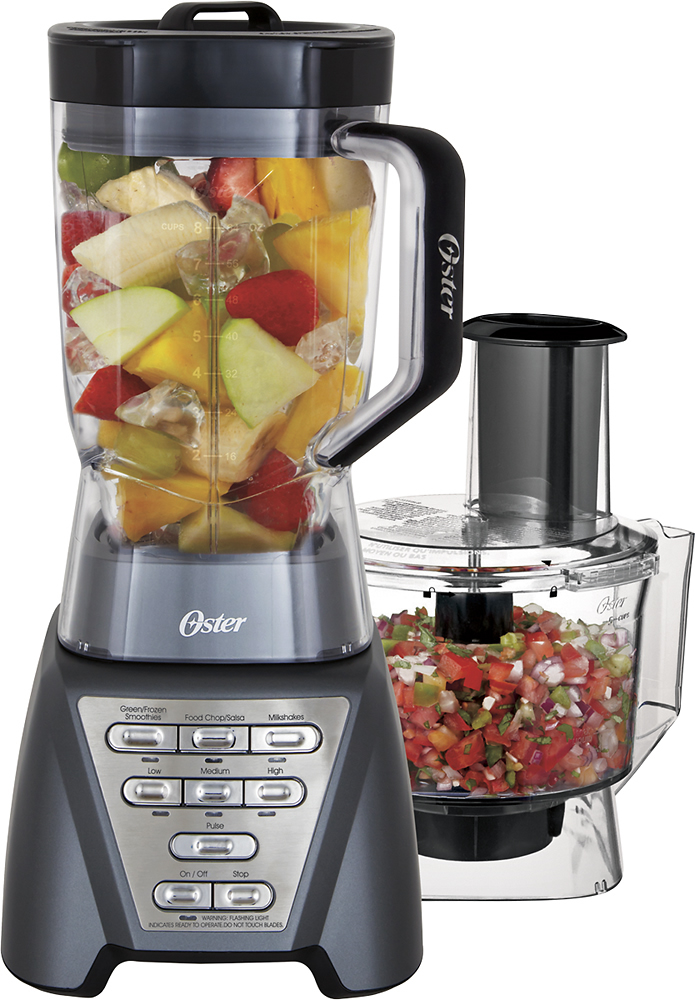 Angle View: Oster - Pro 7-Speed Food Processor - Metallic gray