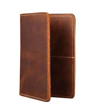 Front. Steel Horse Leather - Priam Handmade Leather Passport Cover - Brown.
