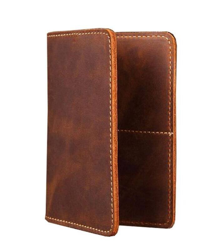 Front. Steel Horse Leather - Priam Handmade Leather Passport Cover - Brown.