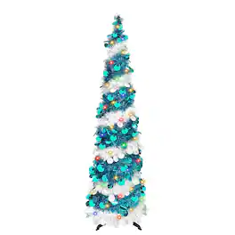 TECH SAFARI - Christmas Trees With Collapsible Artificial Sequin Pop Up Tree Tinsel Pencil For Home Holiday Fireplace Party - Default