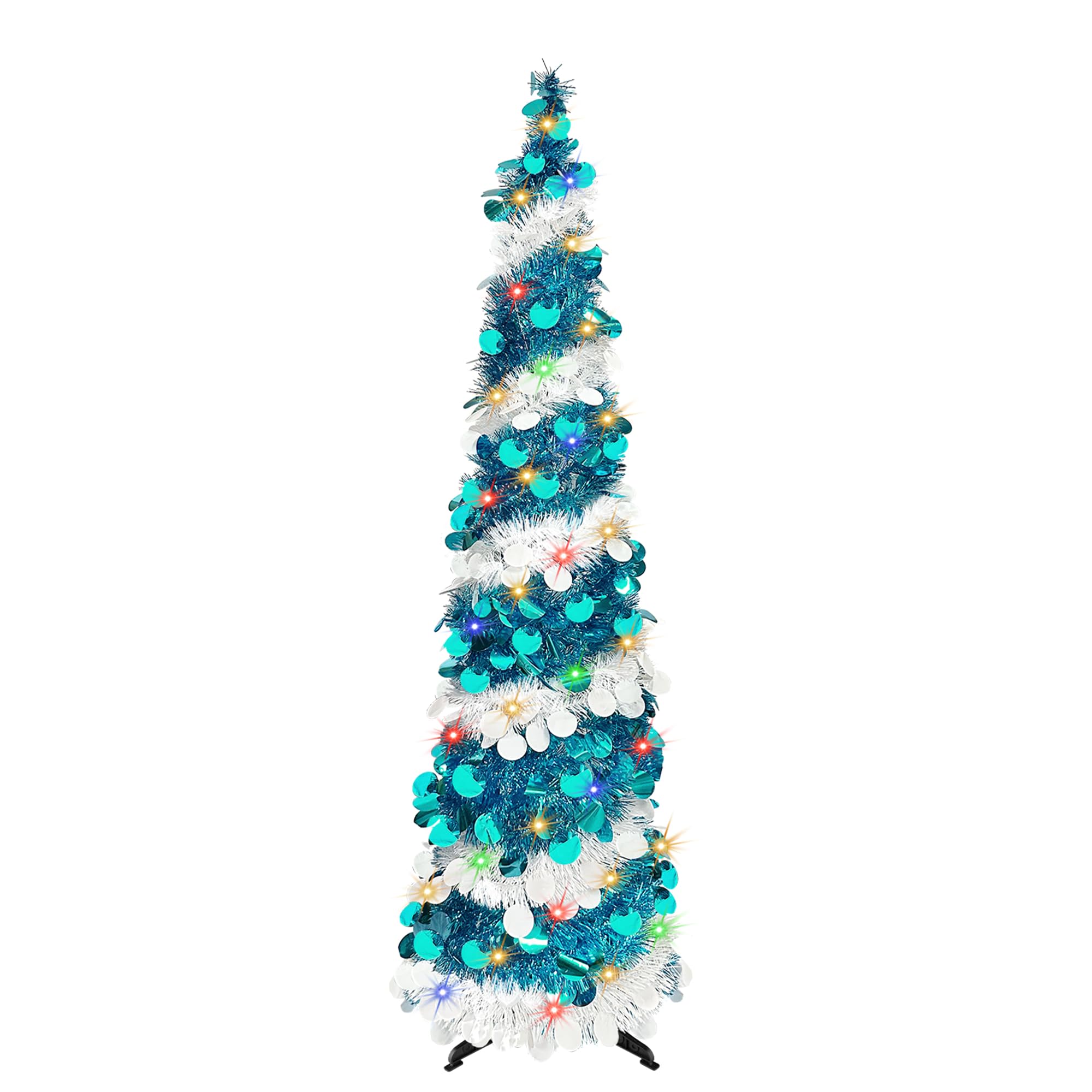 Front. TECH SAFARI - Christmas Trees With Collapsible Artificial Sequin Pop Up Tree Tinsel Pencil For Home Holiday Fireplace Party... - Default.