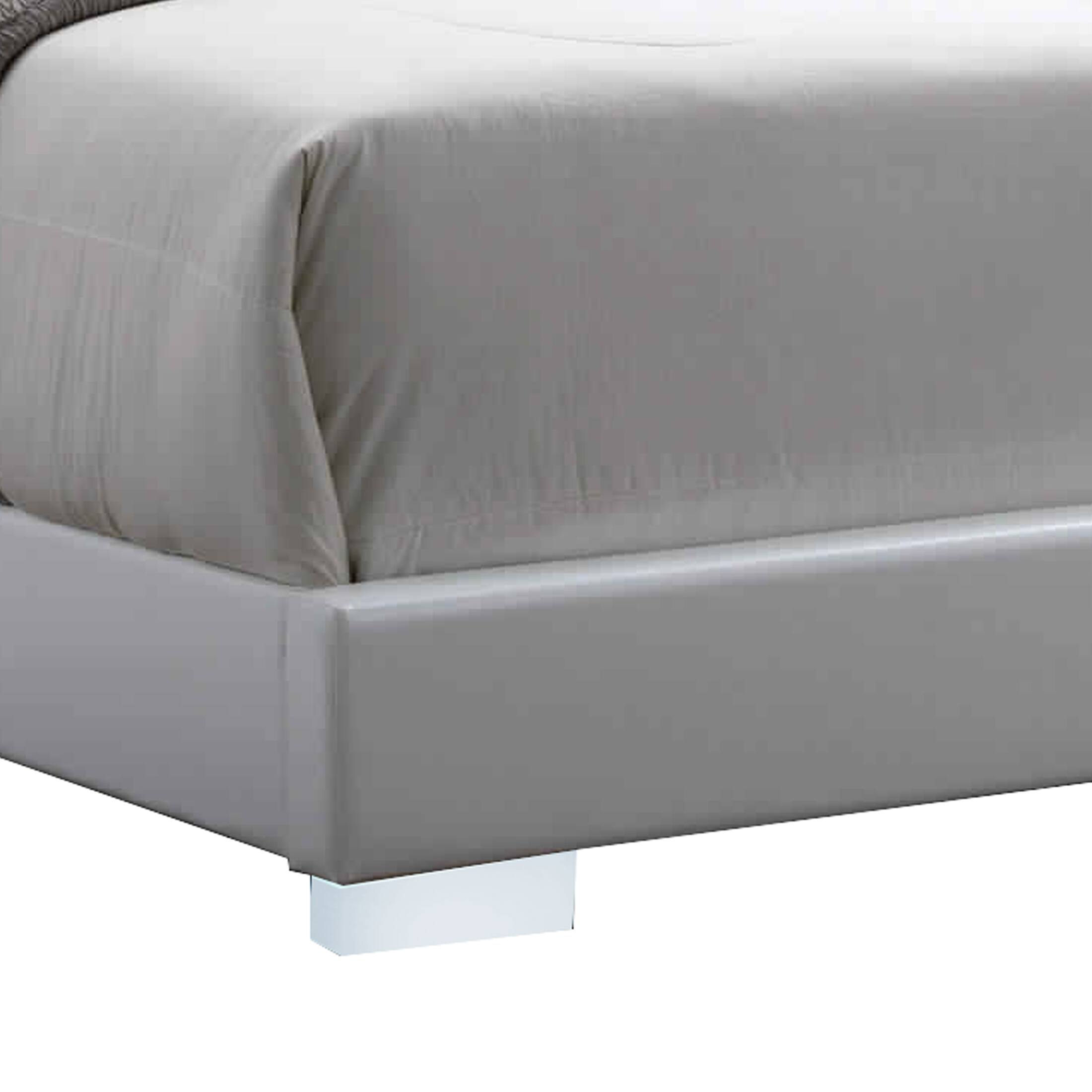 Alt View 1. Manhattan Lane - Leatherette Eastern King Bed with LED Panel Headboard and Chrome Legs,White - White.