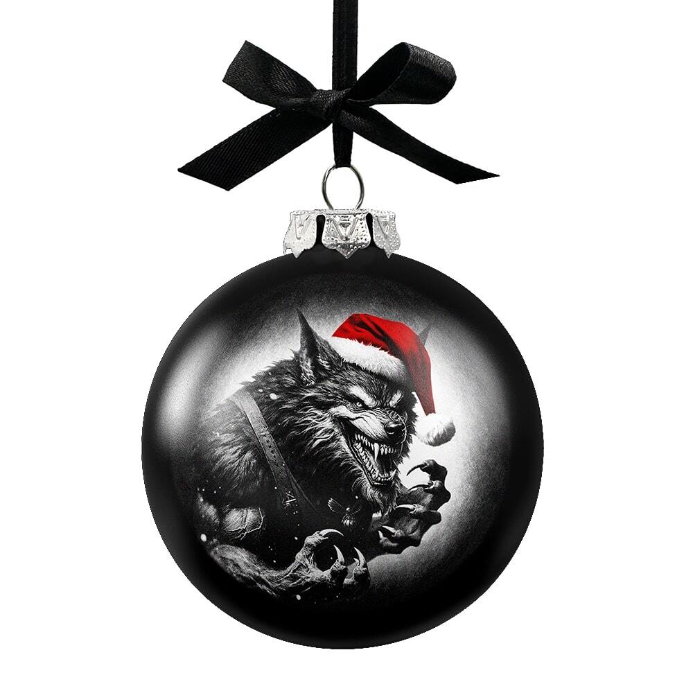 OrnamentallyYou - Werewolf Christmas Spooky Portrait Glass Ornament Black Horror Halloween Tree Decoration - Multi-colored