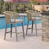 Front. PURPLE LEAF - Patio Counter Height Set of 2 Outdoor Rattan Chairs with Back Modern Aluminum Woven Barstools for Garden Indoor Kitchen - Champagne-Counter Stool.