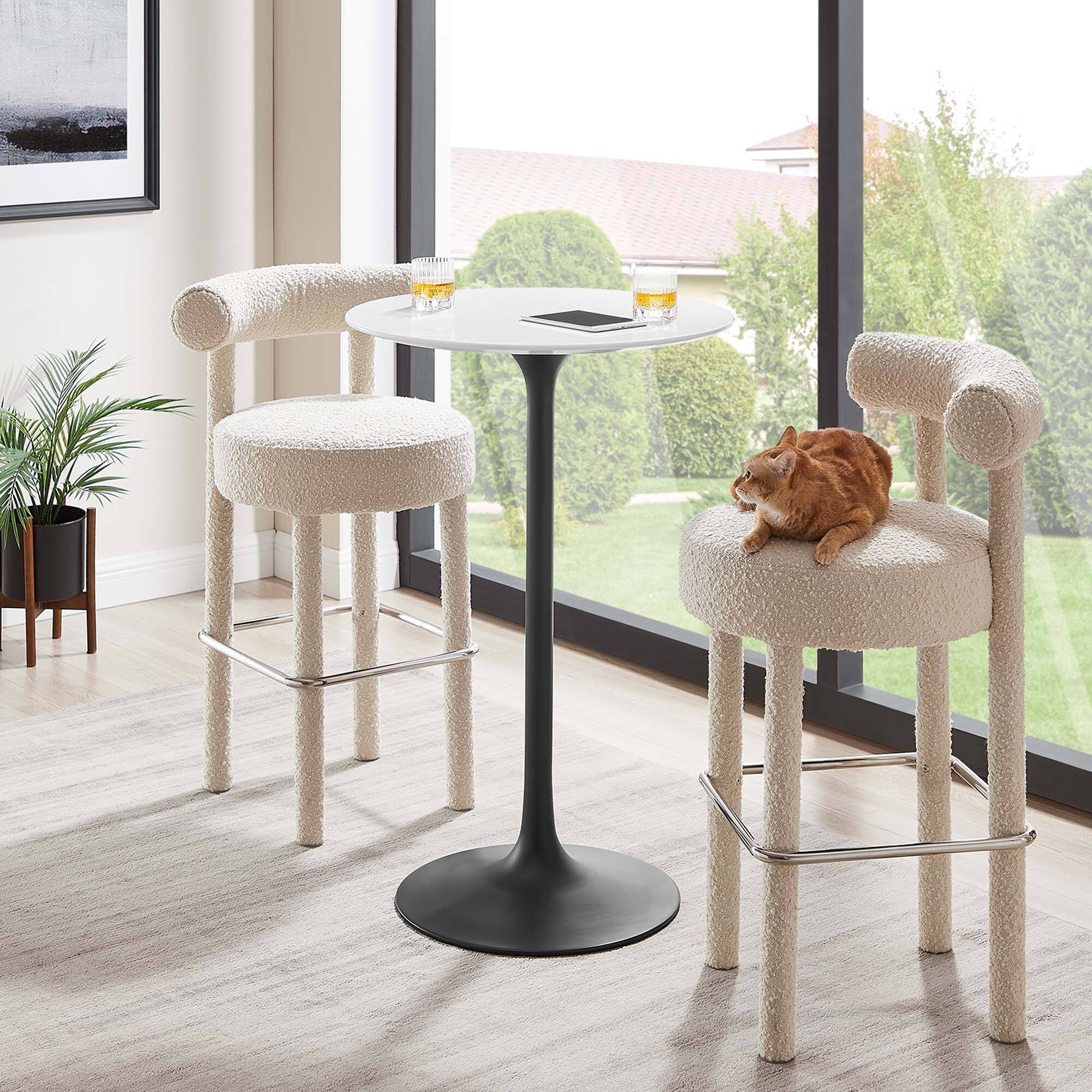 Modway - Lippa Round Wood Bar Table - Black White
