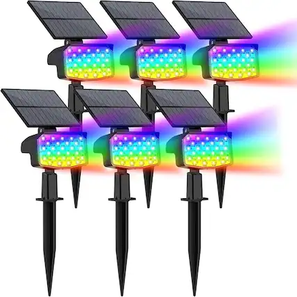 Front. MOSZAR LLC - Waterproof Solar Christmas Lights with 9 Modes, 6 Pack Outdoor Multicolor - Multicolor.