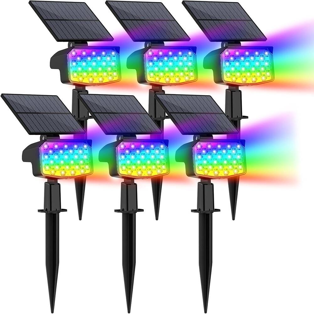 Front. MOSZAR LLC - Waterproof Solar Christmas Lights with 9 Modes, 6 Pack Outdoor Multicolor - Multicolor.