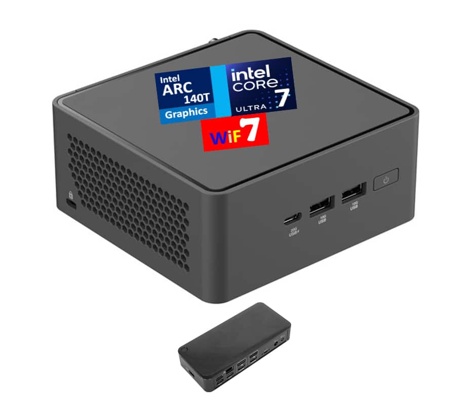 ASUS - NUC 15 Pro Mini Desktop (Intel Ultra 7-255H, 16GB DDR5, 1TB PCIe SSD, Intel Arc 140T, Win 11 Pro) - Black