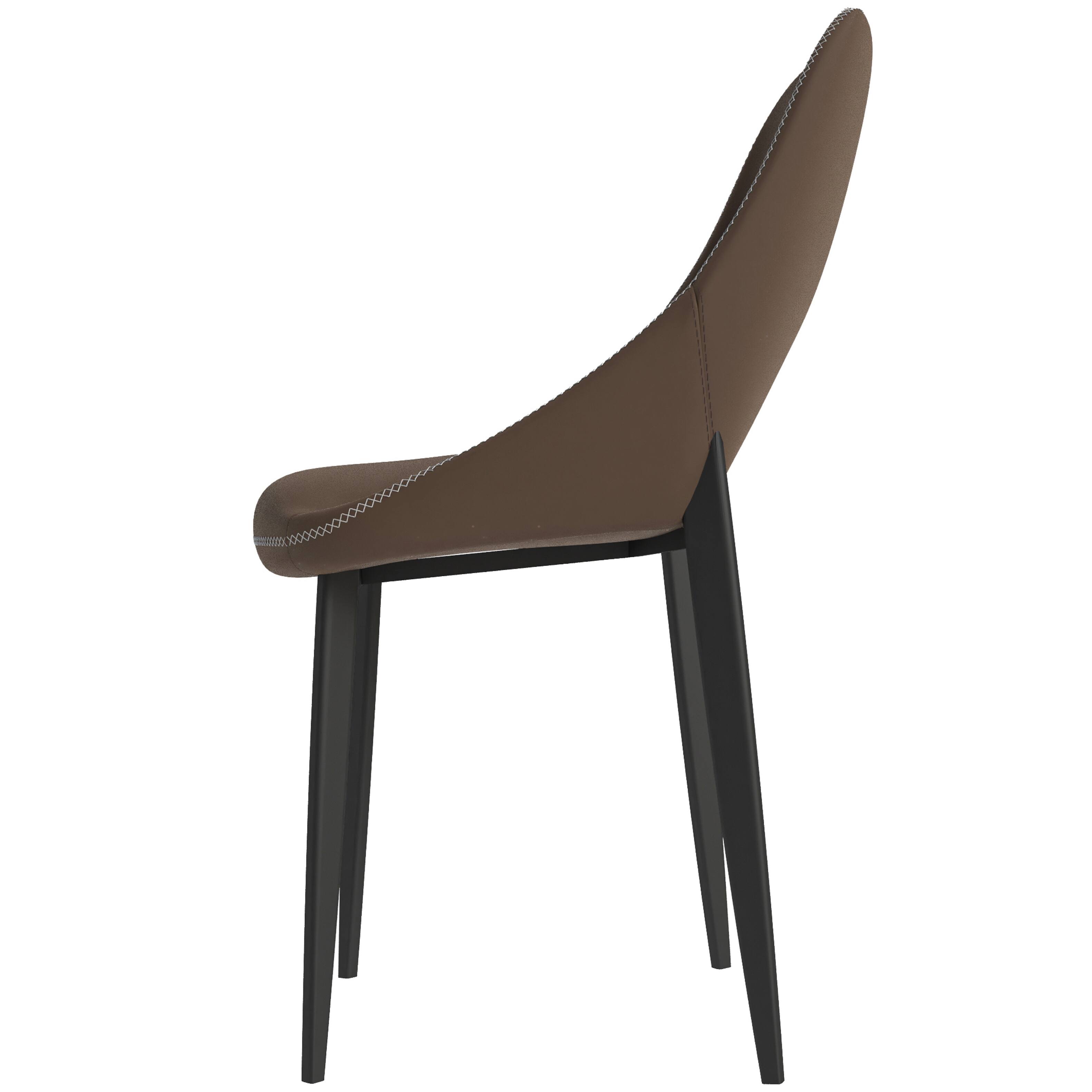 Alt View 4. LeisureMod - Amalfi Modern Upholstered Fabric Dining Chair, Curved Open Back Accent Side Kitchen Chair with Metal Legs - Dark Brown.