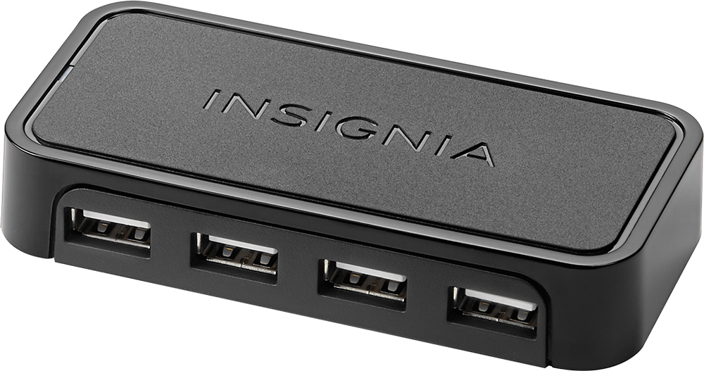 Left View: Insignia™ - 4-Port USB 3.0 Hub - Black