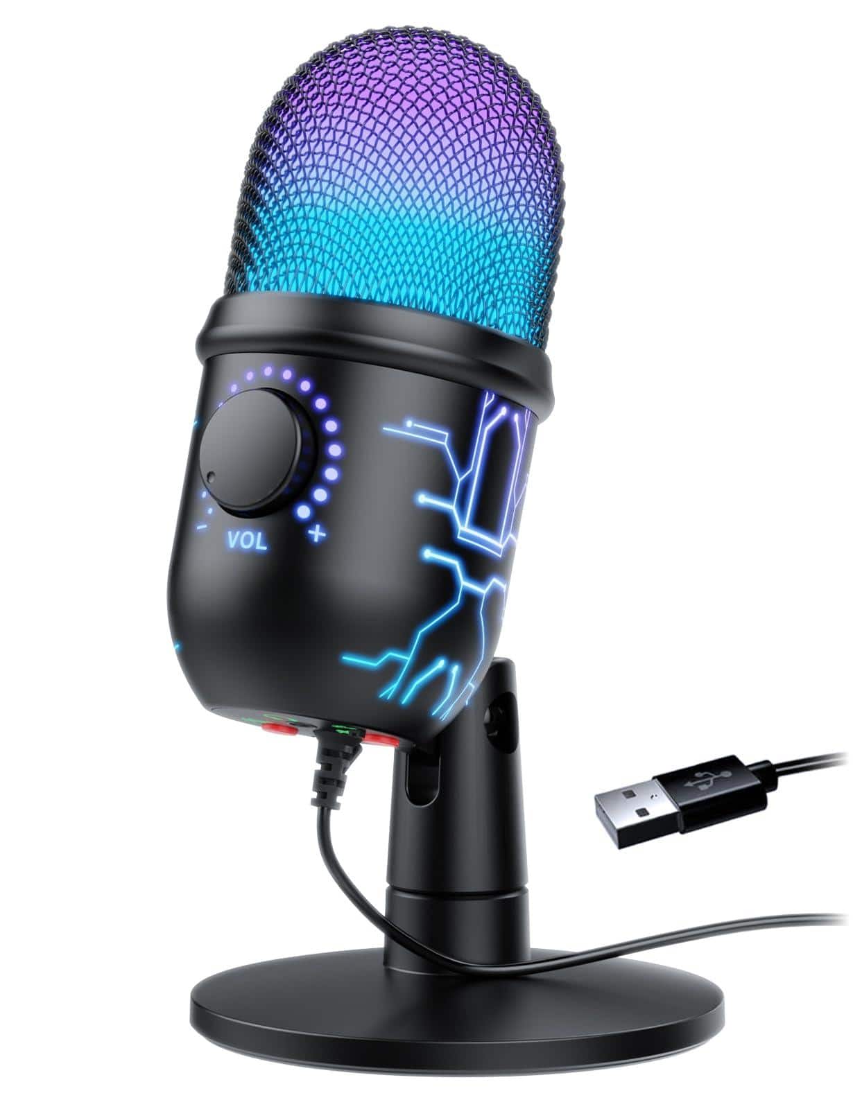 Dazzling Pops - Usb Microphone For Pc Ps4 Ps5 Rgb Computer With Monitor Mute And Noise Reduction Great Recording Streaming - V5-P