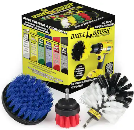BRUSH CLEANING BRUSH DRILL POWERED THE DRILL BRUSH FIND INFO STIFFNESS DRILLBRUSH.COM NO MORE ON THE SCRUBBING! BRUSH YOU & HAND DRILLBRUSH.COM/COLORCHART AS0 White NEED AT COLOR CHART BRUSH Soft DRILL POWER SCRUBBER Yellow briatie Medium Green ' no incuded Wheels bristie Medoum Blue Carpet Bathroom bristle Medium Red Upholstery Bathtub bristle MOSES Glass Shower Witchen stiff Black Leather Stoves Boats bristle Ultra Tie Gabinets bristle Porcelain Pools Ouidoors Gounters CARCA apa Siding Linoleum Hot Tubs Grs Brick Loosa Part Plastics Garage Funases COLORCODED Gutters Overs IMAGES ON 10 Indlustraal THE UNZAM PPRODVENO FITS PACKAGING BRUSHES RSS CORDLESS MAY NOT INDUSTRY NRT CLEAVIN AND REFLECT OF INTERCHANGEABLE CONTAMINATION DRILLS NTS CLEANING LEADER IN IMPACT AGE BRUSHES DRIVERS! SINCE DRILL-POWERED 2007 SCRUBBING BR! THE NYLON YOUR DRILL!!! DRILLBRUSH
