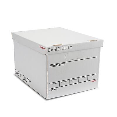Staples - 65% Recycled Corrugated File Box Lift Off Lid, Letter/Legal Size/ 10/Pack - White/Black