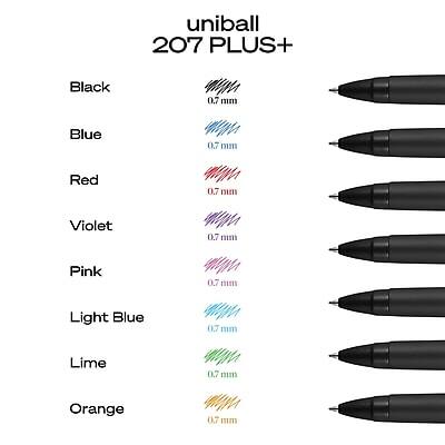 uniball 207 PLUS+  
Black 0.7 mm  
Blue 0.7 mm  
Red 0.7 mm  
Violet 0.7 mm  
Pink 0.7 mm  
Light Blue 0.7 mm  
Lime 0.7 mm  
Orange 0.7 mm