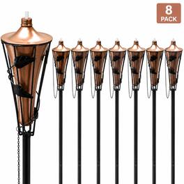 Sorbus - Matney Outdoor Metal Patio Torches Use for Deck, Patio, Back Yard, Outdoor parties, Wedding – Includes Fiberglass Wick - Bronze 8 Pack