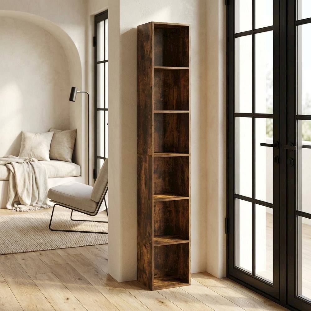 Left. FurniFact - Wooden bookcase with sleek design for versatile storage - Amber Pine.