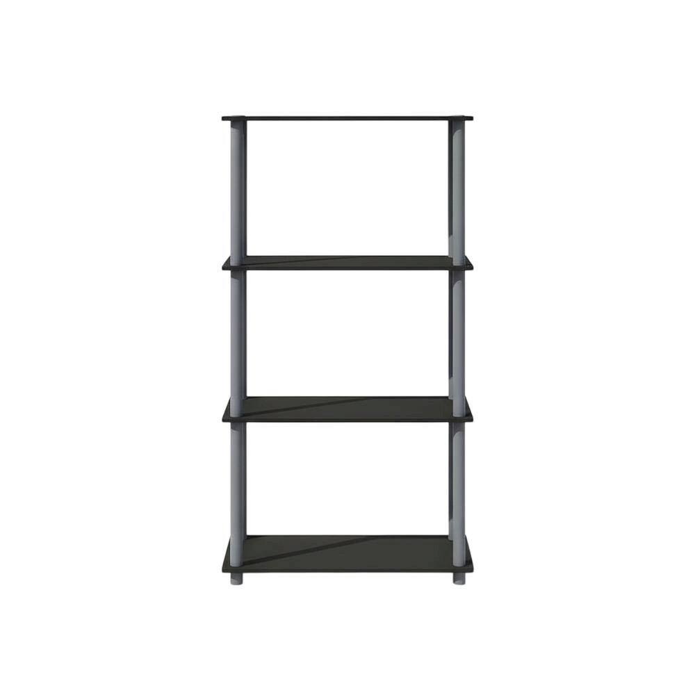 Back. FurniFact - Engineered Wood bookcase with open shelf design for versatile storage - Black/Grey.