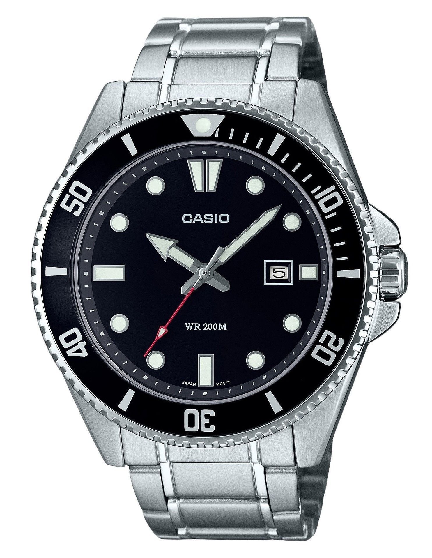 Casio - Standard Analog Stainless Steel Black Dial Quartz MDV-107D-1A1 200M Men's Watch - Silver/Black price history on PriceWatchPro