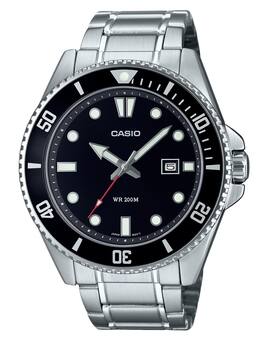 Casio - Standard Analog Stainless Steel Black Dial Quartz MDV-107D-1A1 200M Men's Watch - Silver/Black