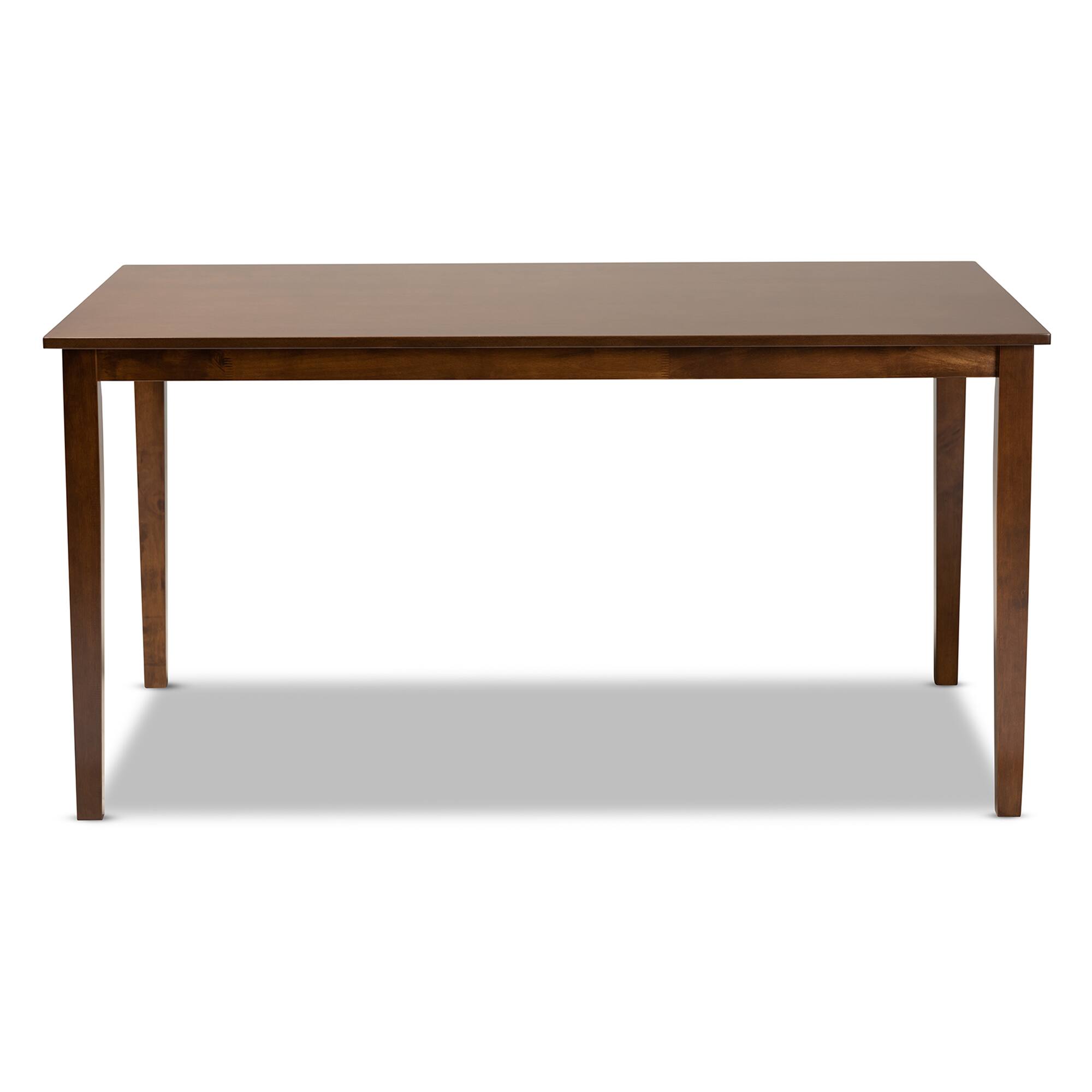 Angle. Baxton Studio - Eveline Modern and Contemporary Finished Rectangular Wood Dining Table - Walnut Brown.