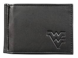 Rico Industries - West Virginia Mountaineers Genuine Black Leather Money Clip Wallet RFID Blocking - Multi