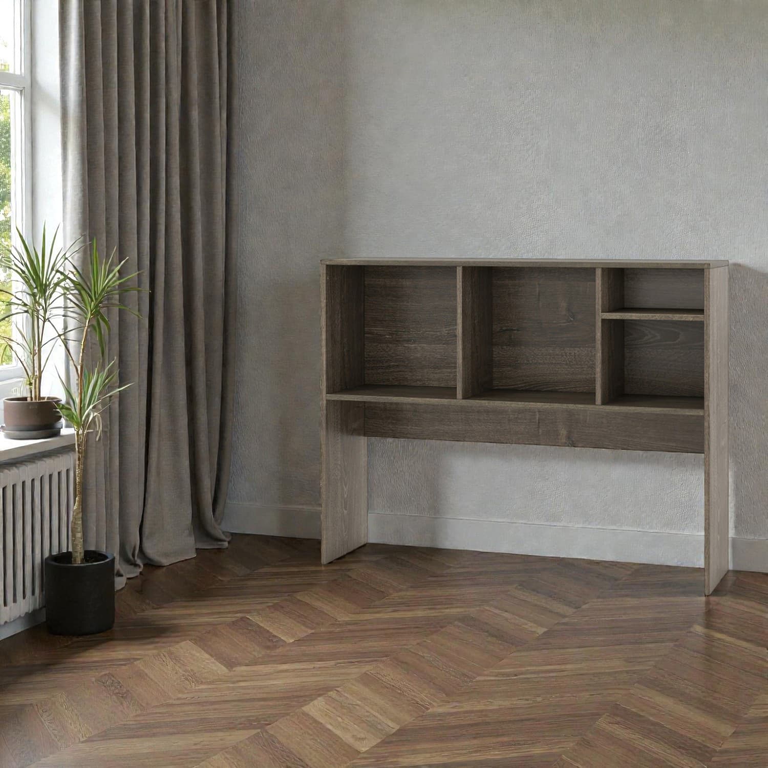 Hivvago - Multi-Compartment Desk Shelf Organizer with Open-Back Storage - Gray