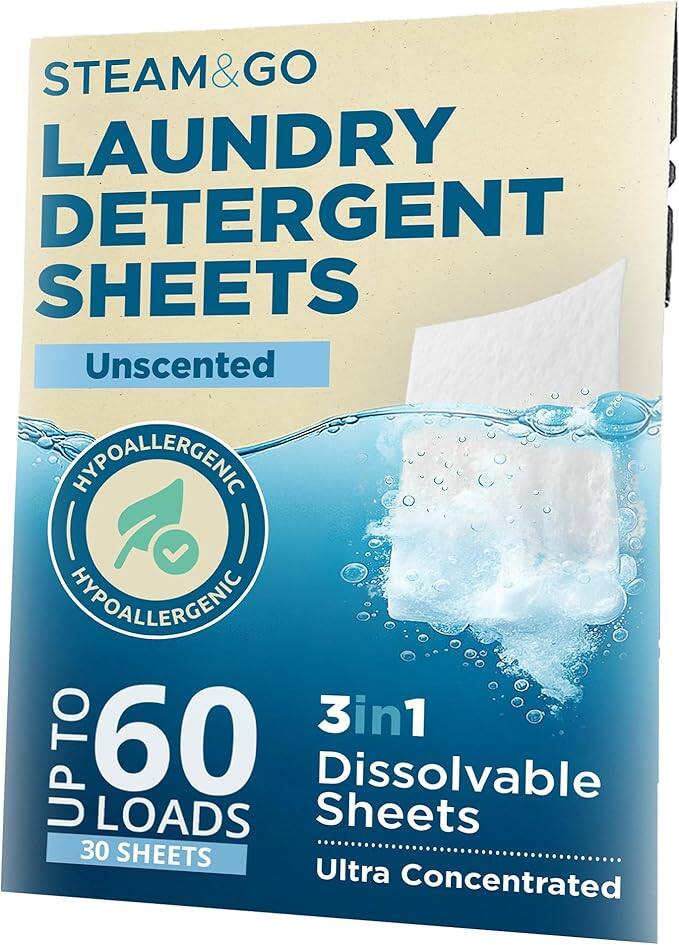 Steam & Go - Steam and Go Laundry Detergent Sheets – 3 in 1 Dissolvable Sheets