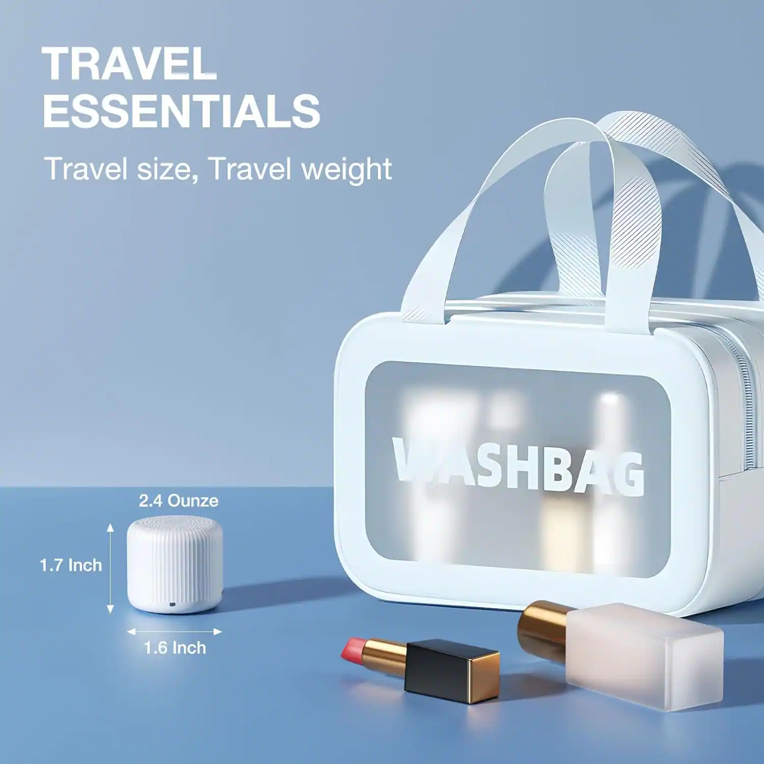 TRAVEL ESSENTIALS  
Travel size, Travel weight  

2.4 Ounce  
1.7 Inch  
1.6 Inch