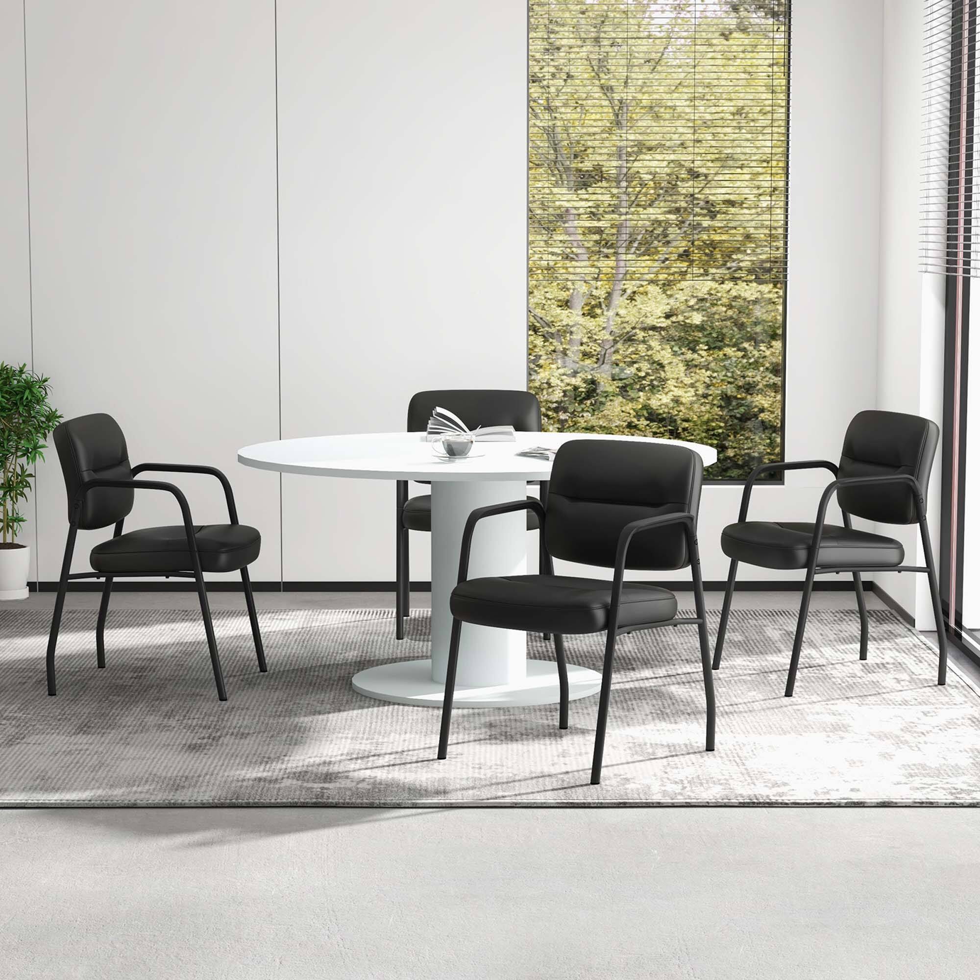 Alt View 1. Costway - Costway Waiting Room Chair No Wheels Set of 4 with Integrated Armrests  for Reception - Black.