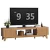 Front. Bestier - Fluted TV Stand for 75" TV, Modern Console Medium Entertainment Center with Storage Cabinet & Open Shelf - Brown.