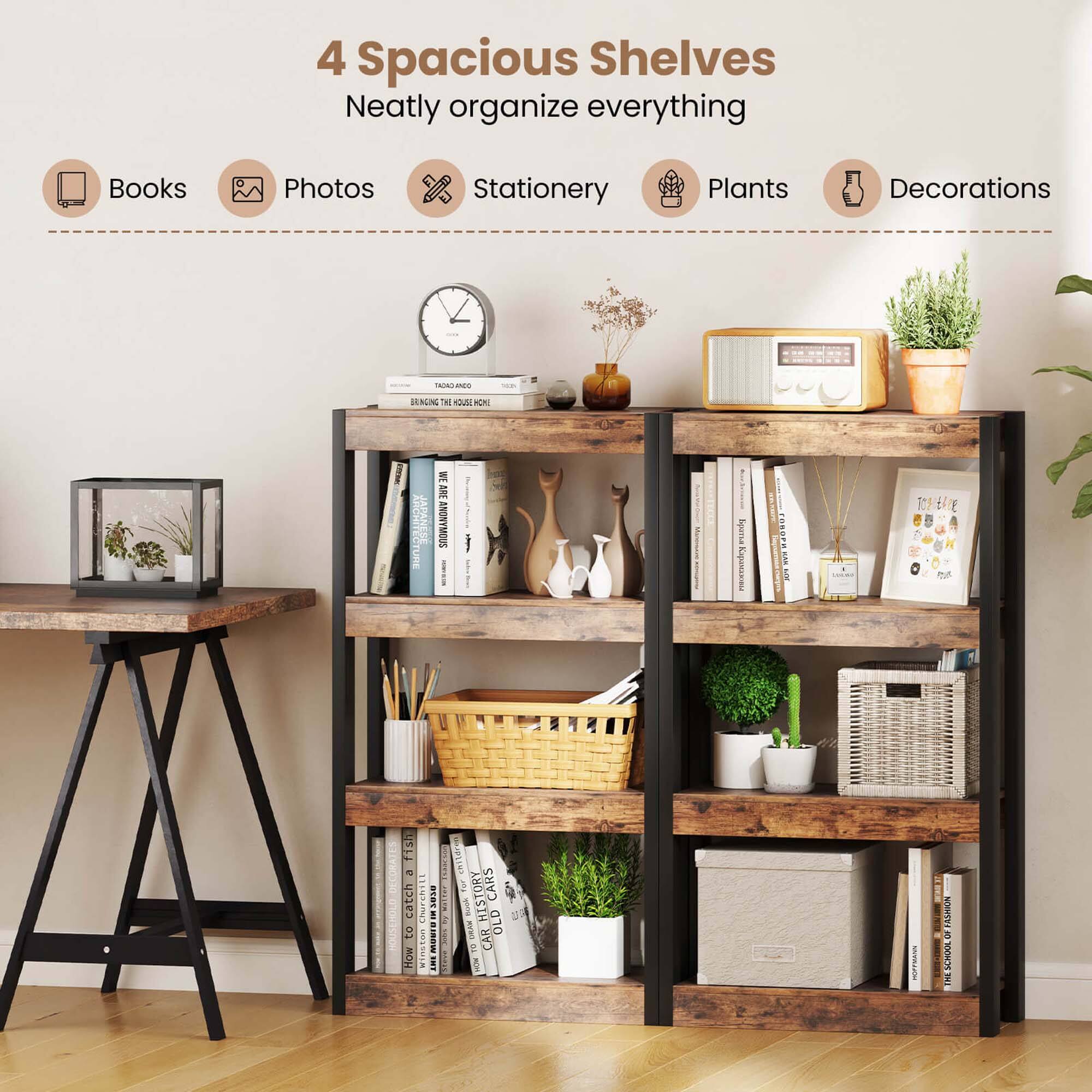 4 Spacious Shelves Neatly organize everything Books Photos Stationery Plants Decorations