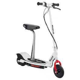 Razor - E200S Seated Electric 12 MPH Scooter w/ Twist Grip Throttle & Brake - White