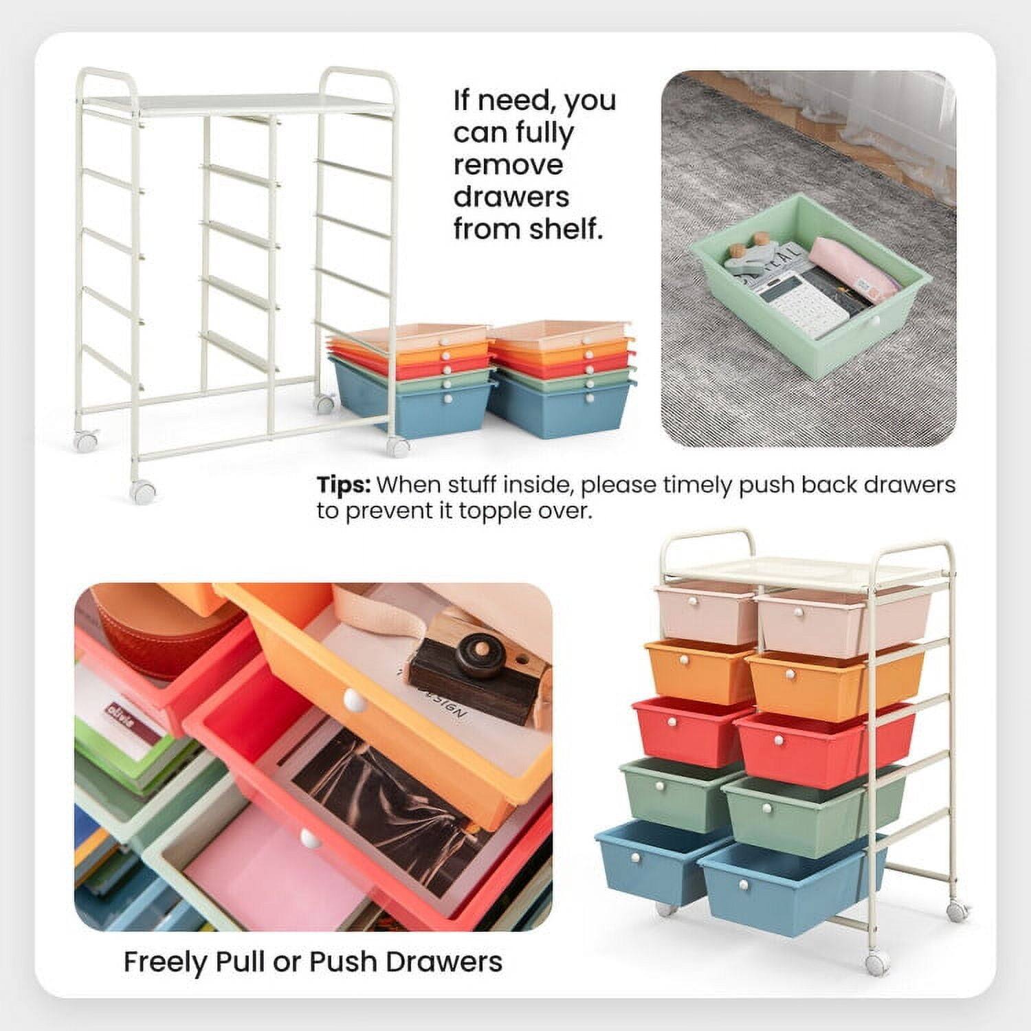 If need, you can fully remove drawers from shelf.

Tips: When stuff inside, please timely push back drawers to prevent it topple over.

Freely Pull or Push Drawers
