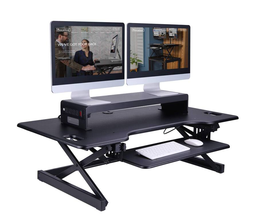 Rocelco Rdm2 Rocelco Premium Dual Monitor Stand, Metal Laptop TV PC Riser Shelf with ...