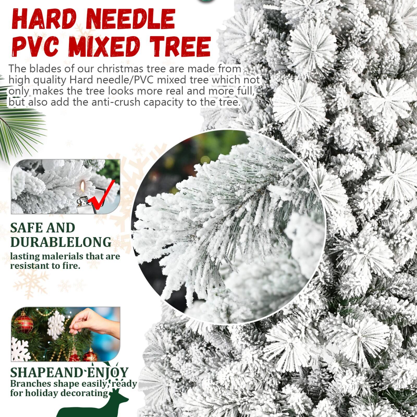 **HARD NEEDLE PVC MIXED TREE**

The blades of our Christmas tree are made from high-quality Hard needle/PVC mixed tree which not only makes the tree look more real and more full, but also add the anti-crush capacity to the tree.

**SAFE AND DURABLE**

Long-lasting materials that are resistant to fire.

**SHAPE AND ENJOY**

Branches shape easily, ready for holiday decorating.