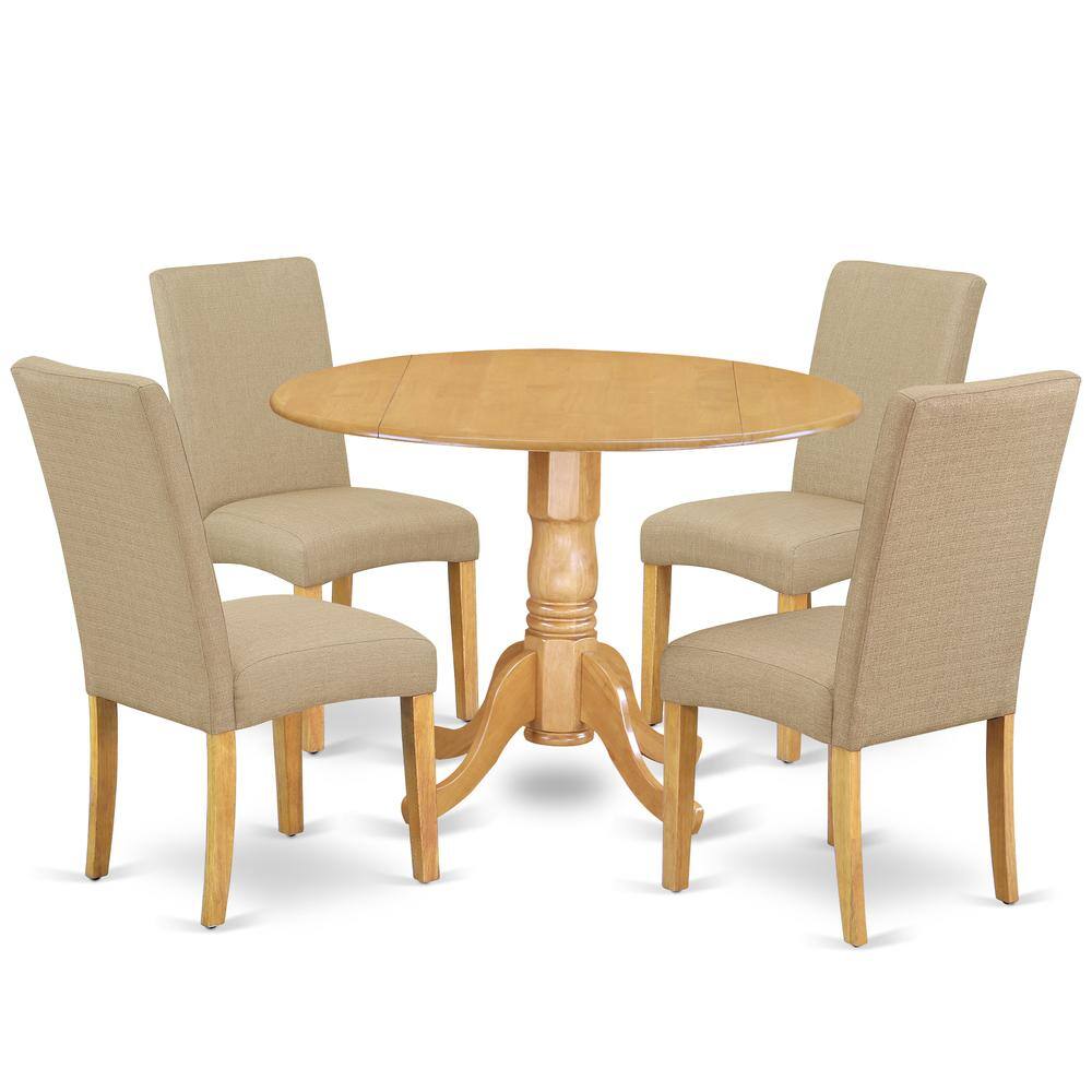 Back. East West Furniture - Dining Room Set Oak - Brown.