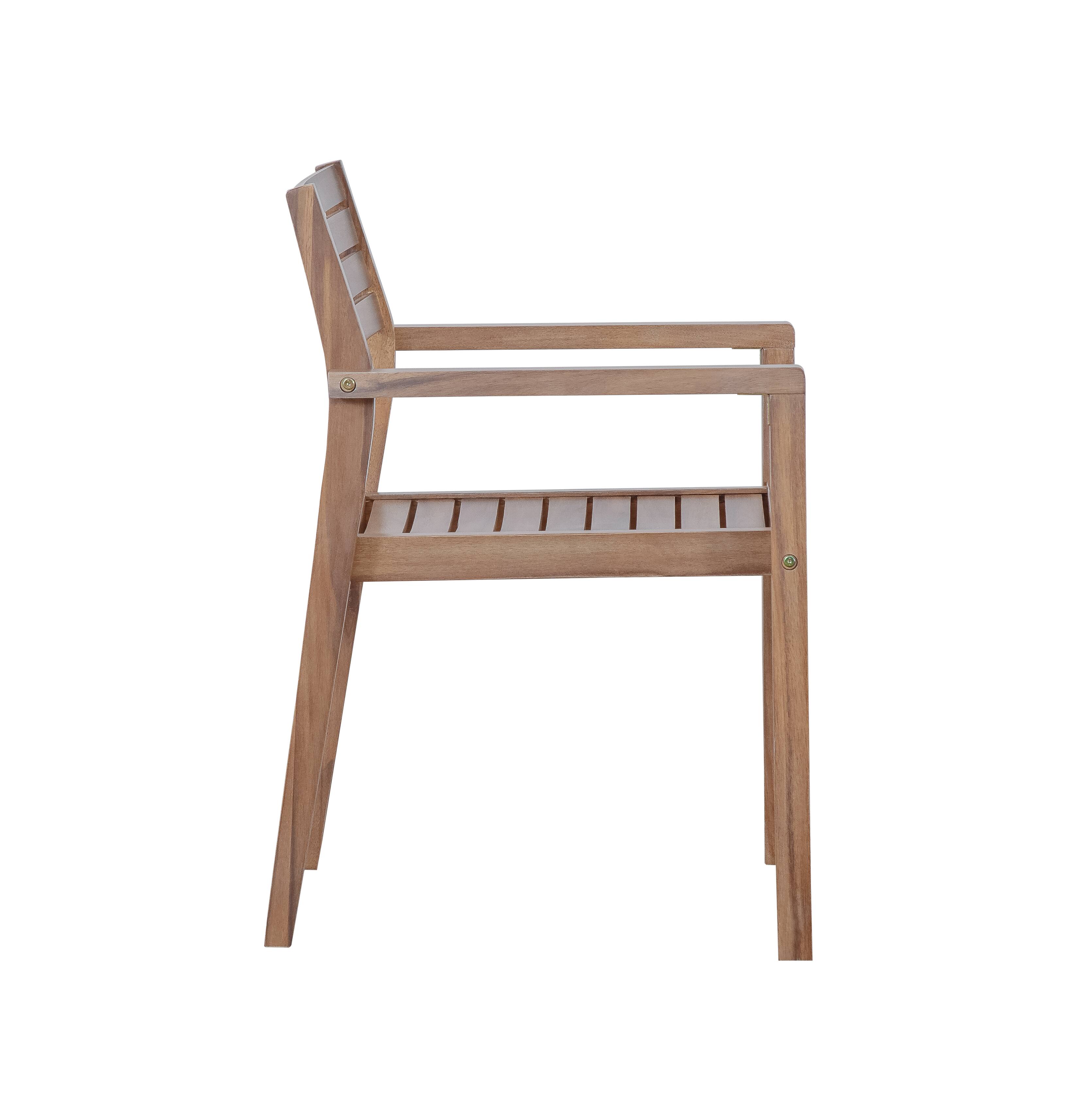 Alt View 3. Mondawe - 5-Piece Outdoor Dining Set with 4 Acacia Wood Chairs,47.2" Round Dining Table with Umbrella Hole - Brown+White.