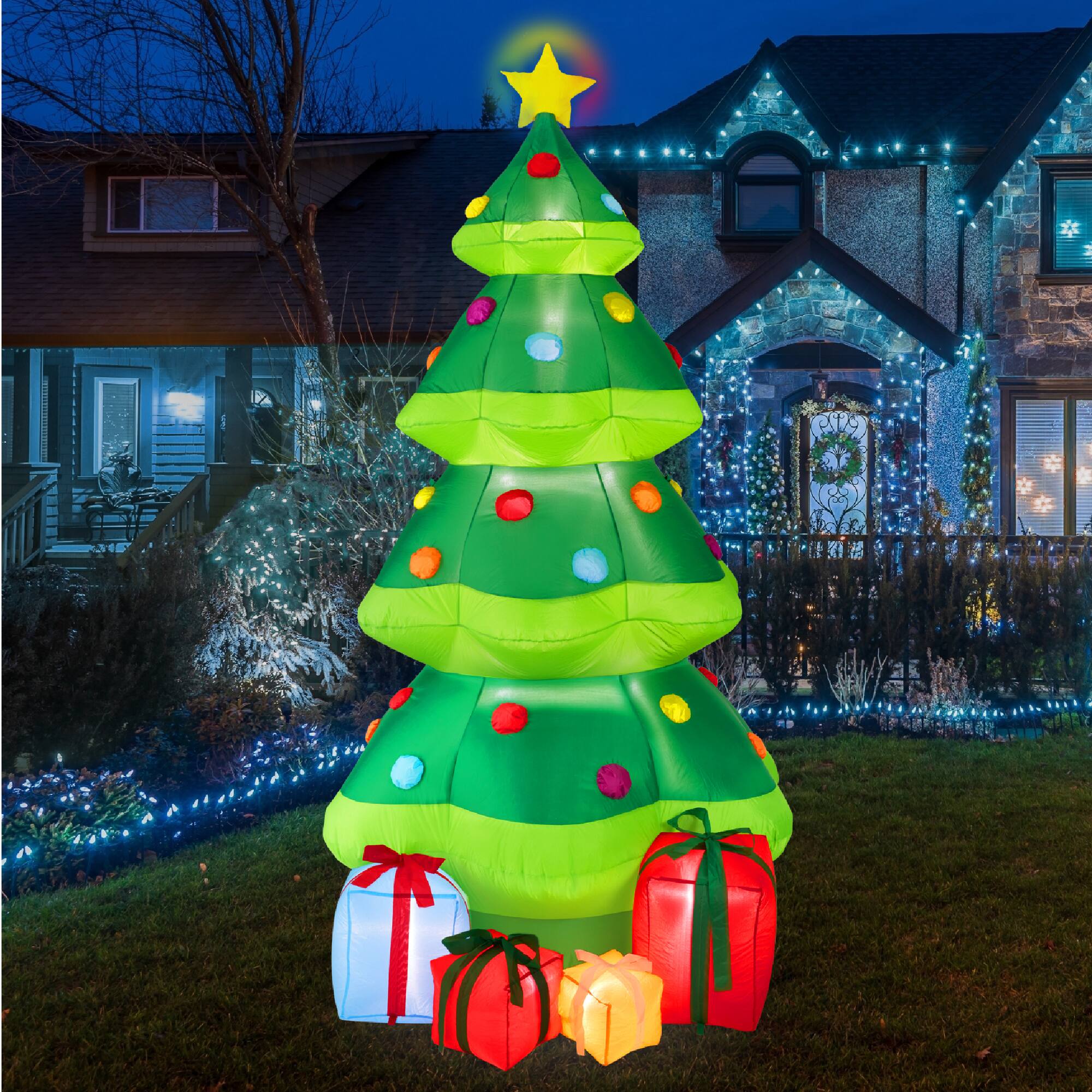 Best Choice Products - 10ft Inflatable Christmas Tree, Large Lighted Outdoor Blow Up Decor w/ 10 LED Lights - Green