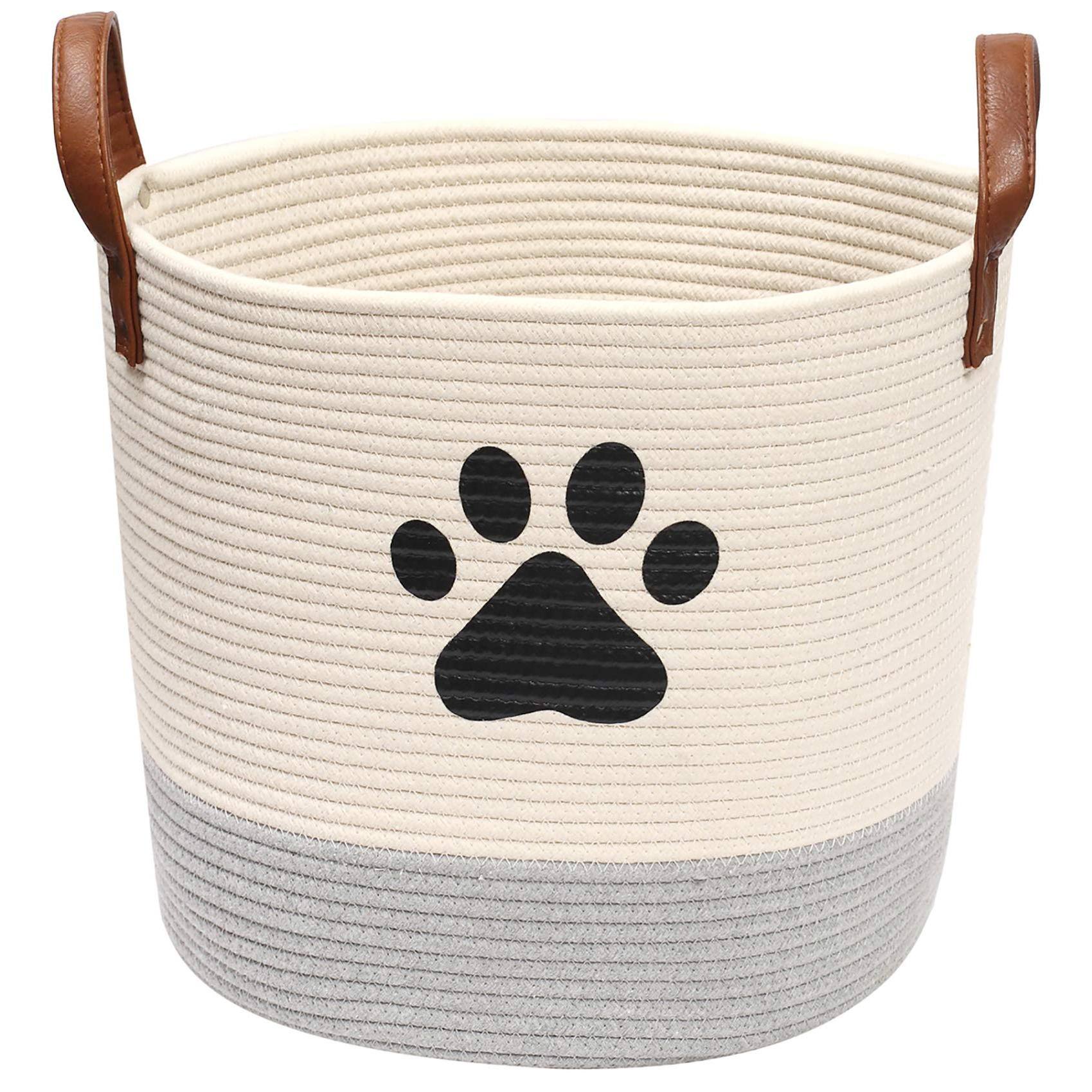 Front. Dapper Styles - Cotton Dog Basket Storage Puppy Bins Laundry Blanket Bin - For Organizing Pet Toys Blankets Leashes Pee Mat... - BeigeGray.