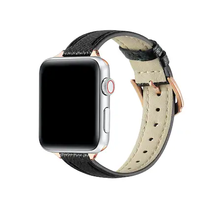Front. Posh Tech - Cleo Skinny Leather Band for Apple Watch - Black.