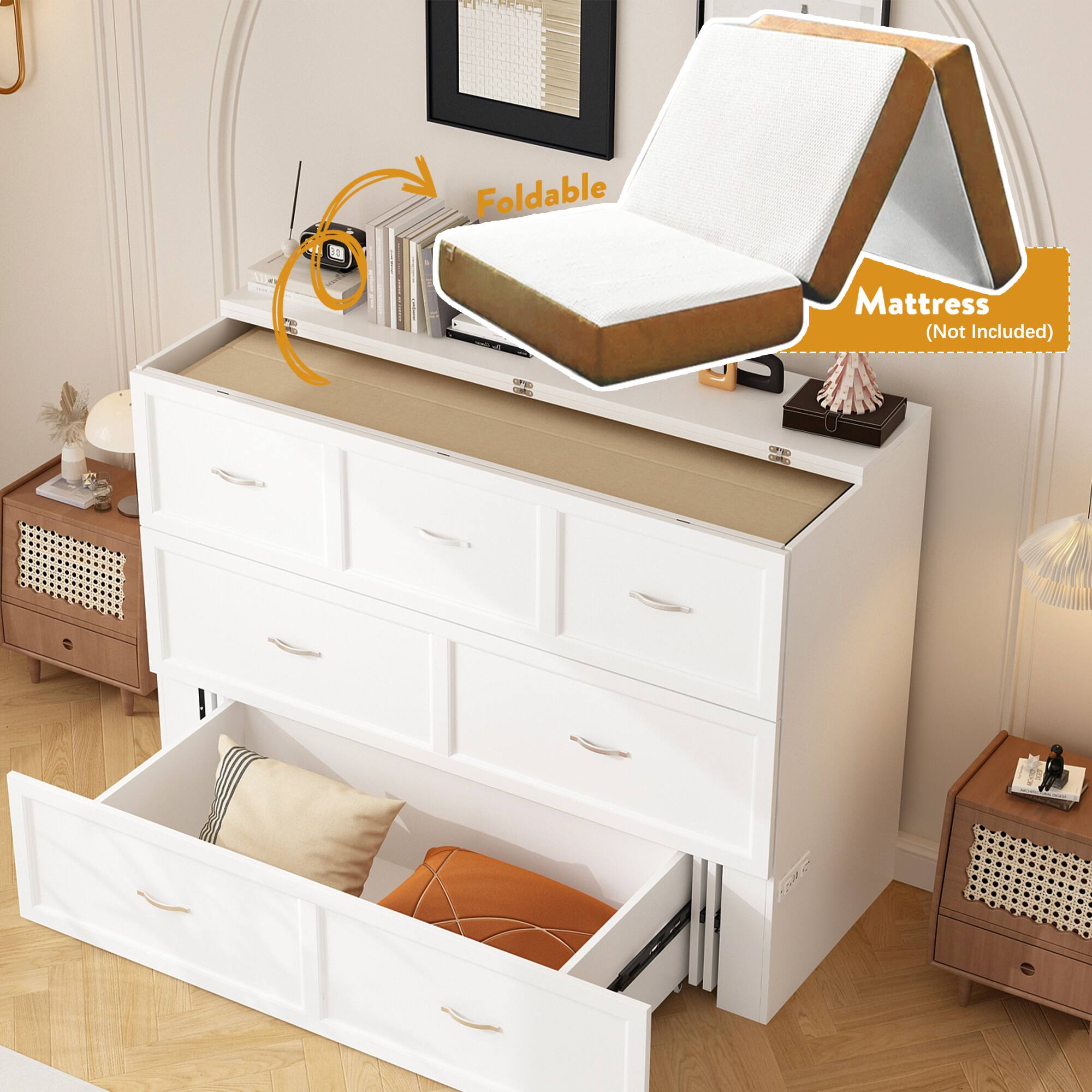 Foldable  
Mattress (Not Included)