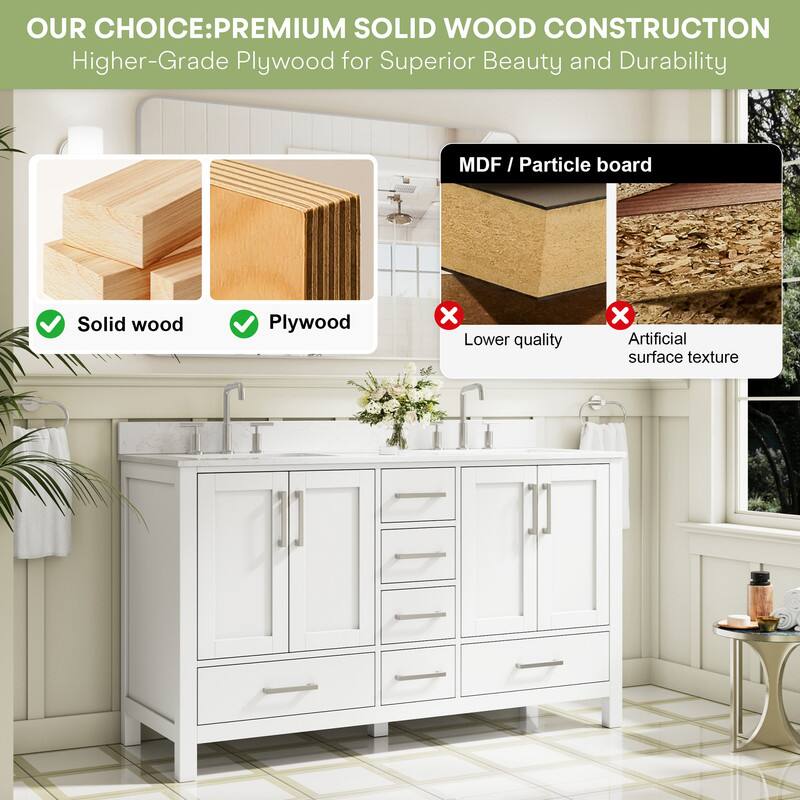 OUR CHOICE: PREMIUM SOLID WOOD CONSTRUCTION  
Higher-Grade Plywood for Superior Beauty and Durability  

Solid wood  
Plywood  

MDF / Particle board  
Lower quality  
Artificial surface texture