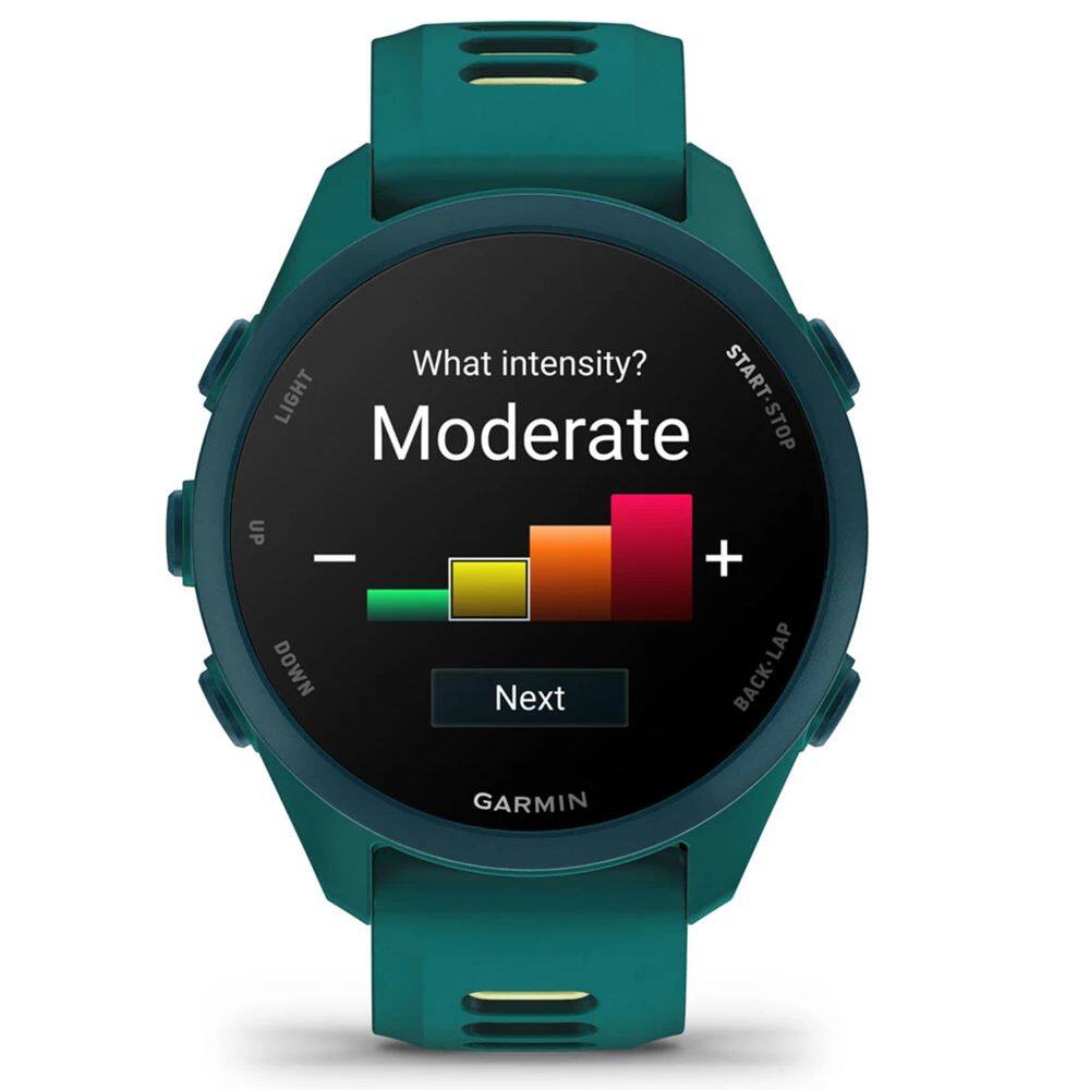 What intensity? LIGHT START-STOP Moderate UP + DOWN Next BACK-LAP GARMIN
