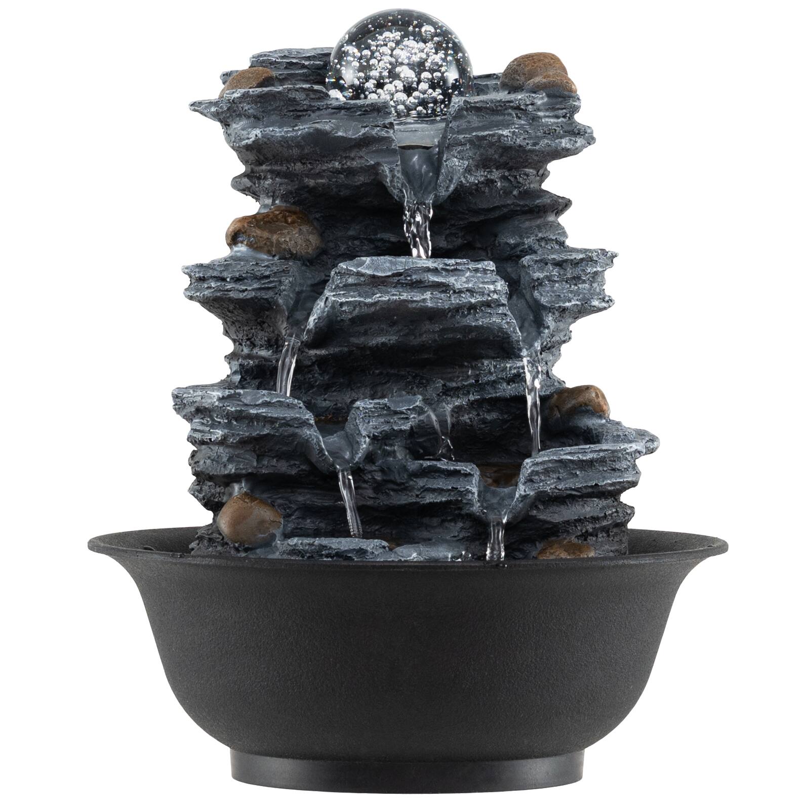 Alt View 9. Gymax - Gymax Tabletop Water Fountain w/Rolling Crystal Ball Color-Changing LED Light Pump - Black.